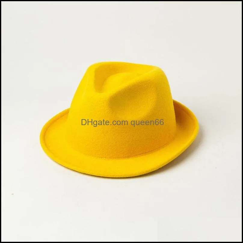 Czapki czapki/czaszki nowe solidne wełny klasyczne małe brzegi fedoras cap men kobiety Panama Jazz Hat Drop dostawa moda