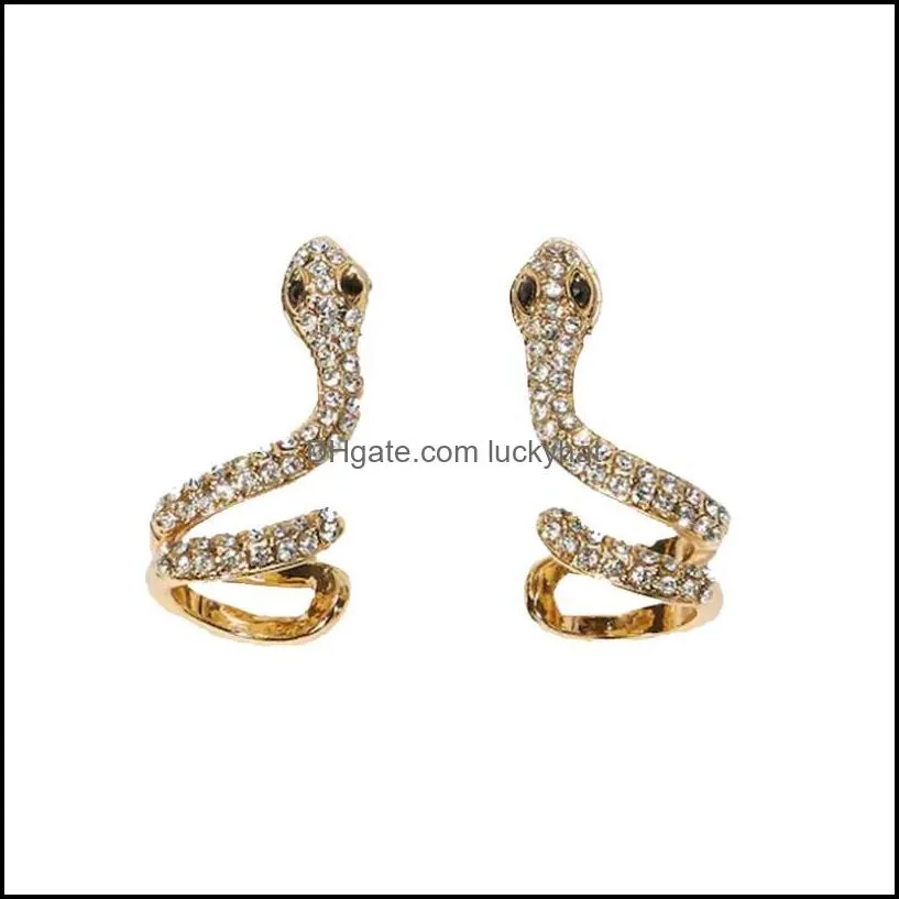 Stud Exaggeration Rhinestone Snake For Women Party Crystal Statement Post Earrings Fashion Ear Jewelry Drop Delivery Otory