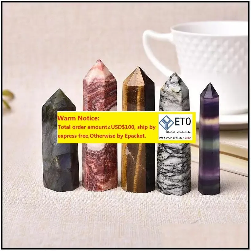 Kunst- en ambachten ArtsGifts Home Garden Kleuren Natuurlijke stenen Crystal Point Wand Amethyst Rose Quartz Healing Stone Energy Ore Mineral dec