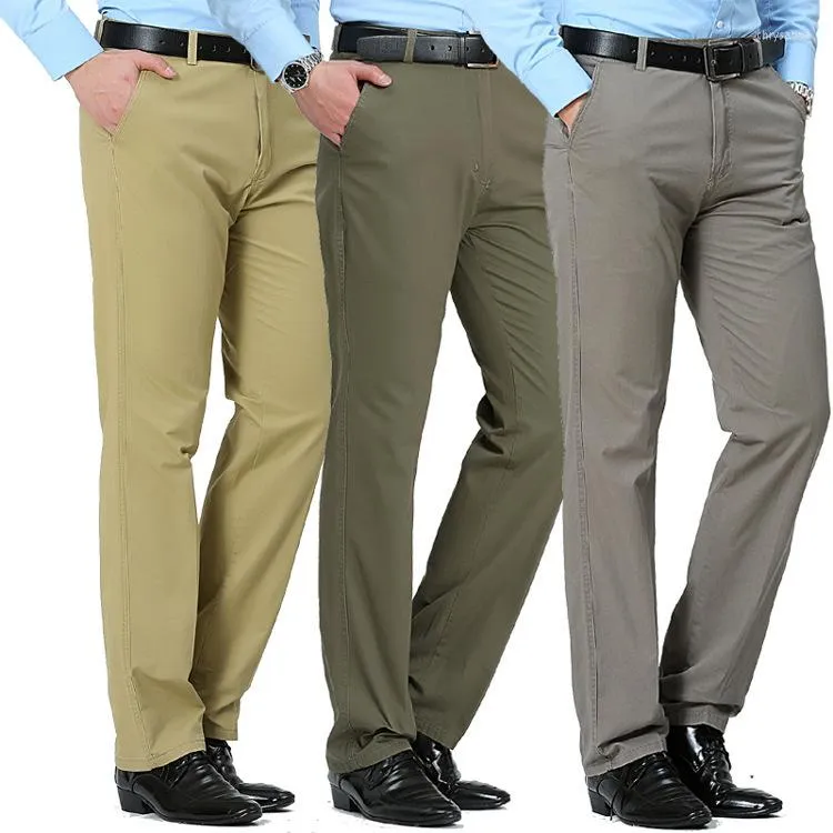 Men's Pants Spring And Summer Brand Men's Trousers Middle-aged Men Thin Casual Solid Color Loose Pant High Waist Cotton