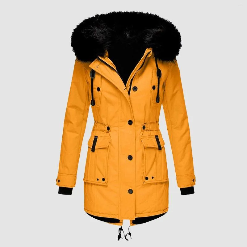 Jaqueta de inverno feminina Mulheres Longo Casaco Longo Coloque Aquecimento Esquinho Palado Parkas Com capuz Capuz de roupas vintage grossas T3 T3