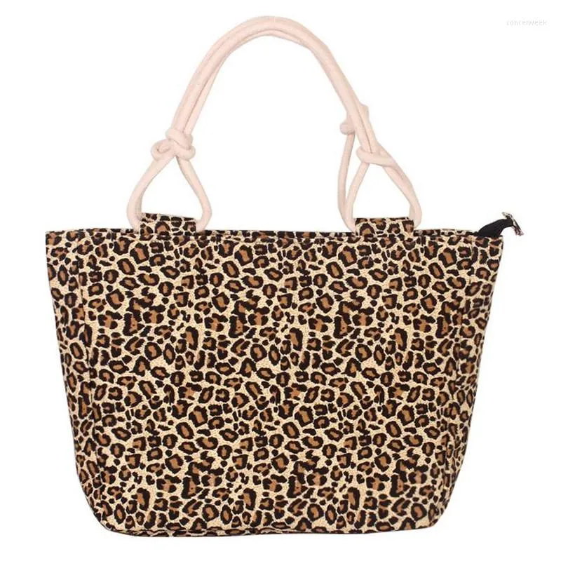 Kvällspåsar Barhee Summer Beach Tote Bag Casual Handväska Tryck Canvas axel vid havet Leopard hand shoppare mode damer bolsas