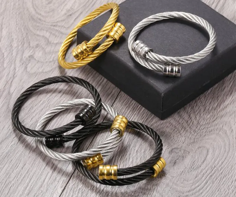 Stainless Steel Hip Hop Open Cuff Charm Twisted Bangle Stainless Steel Hip Hop Open Cuff Charm Twisted Bangle