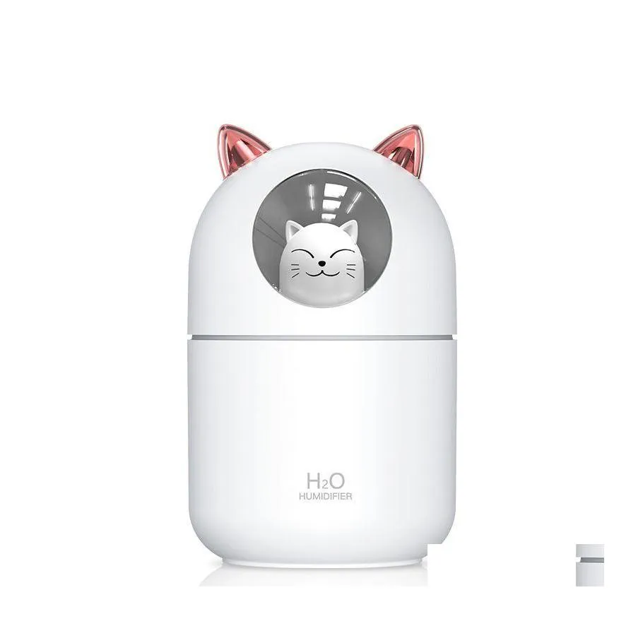 Articles de nouveauté Appareils ménagers Humidificateur USB 300 ml Mignon Pet Trasonic Cool Mist Aroma Air Huile Diffuseur Romantique Couleur Lampe LED Drop D Othbw