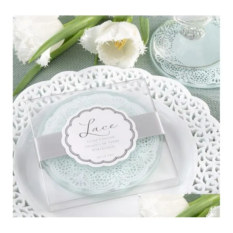 Party Favor Nouvelle Arrivée Dessous De Verre En Dentelle Conception Cadeaux De Mariage Coupe 2 Pcs Un Paquet Souvenir Drop Delivery Home Garden Festive Dhyj5