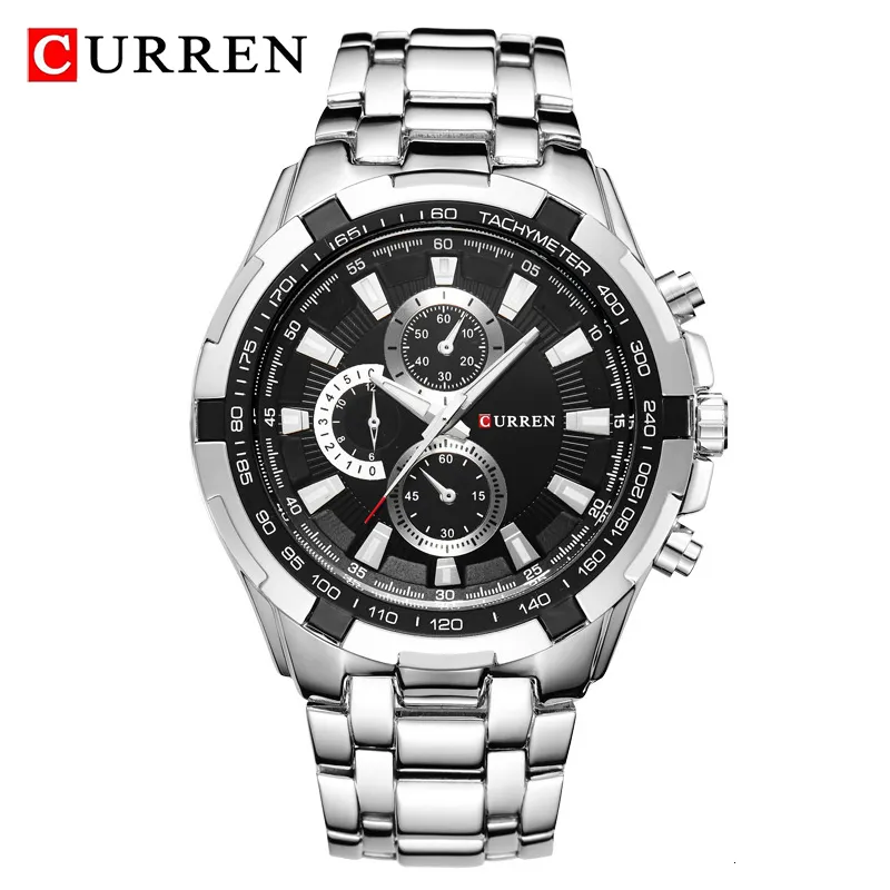 Wristwatches Curren 8023 Quartz Watch Men Groof Sport Watches رجال الأعمال الفولاذ المقاوم للصدأ ساعة معصم الذكور