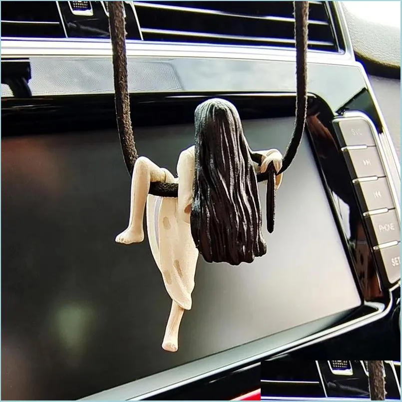 Other Household Sundries Car Pendant Sadako Model Rear View Mirror Hanging Accessories Doll Decoration Cup Edge Gift Drop Delivery H Dhihs