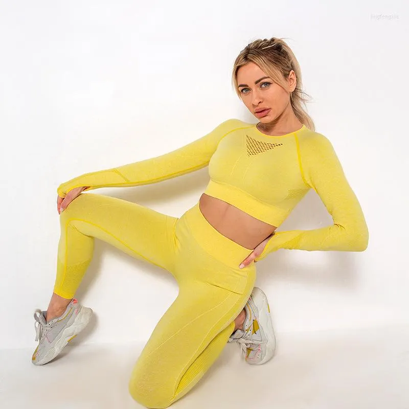 Active Sets Hollow Out 2023 XL Plus Size Mesh Workout Set For Women Ensemble 2 Pieces Female Yoga Push Up Leggings Tracksuit Sportswear