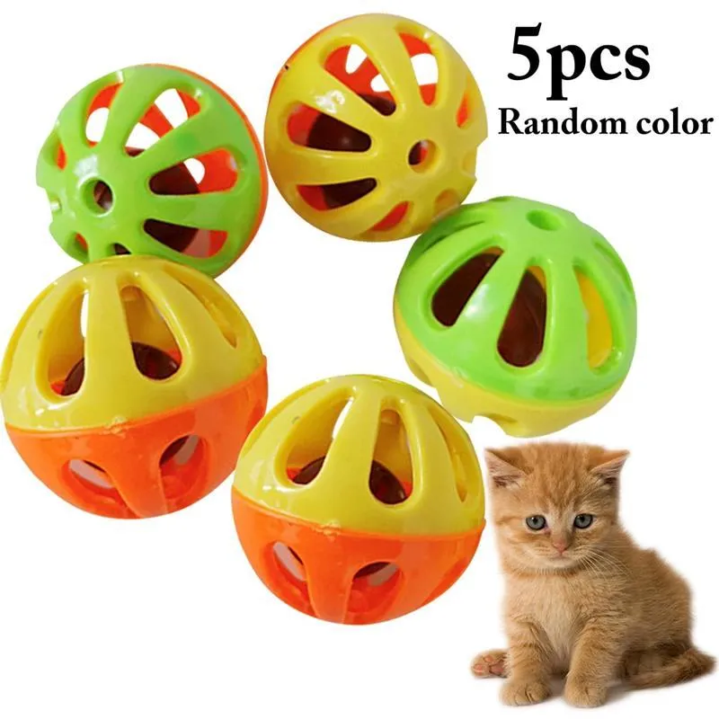 Toys de gato 5pcs 3.6cm Bell Toy Interactive Funny Plastic Jingle Ball Gatos Chase Pet Products