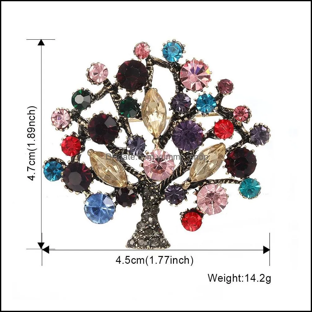 rhinestone trees brooches women men christmas tree party office casual colorful crystal brooch pins gifts