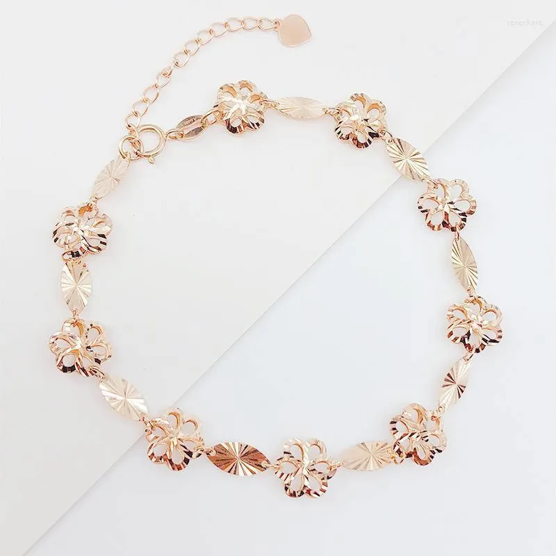 Link Armbänder reine russische lila Goldarmband Mode 585 Rosenhöhle Blume mit 14K gefärbt für Frauen