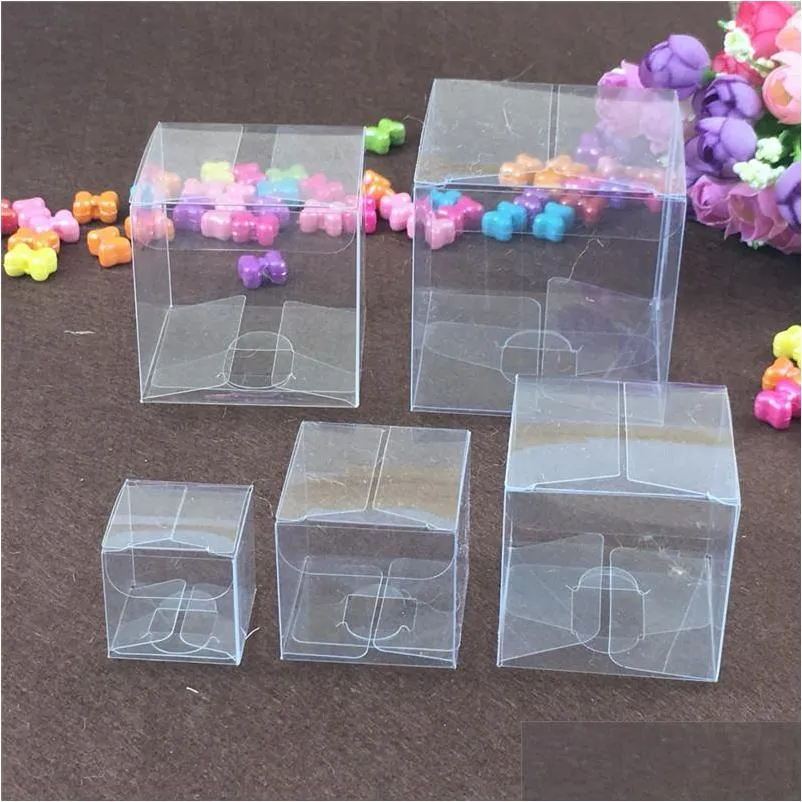 Gift Wrap 8 Size Square Plastic Clear PVC Boxes Transparent Waterproof Box Carry Packaging for Jewelry/Candy/Toys LZ0743 Drop DHVET