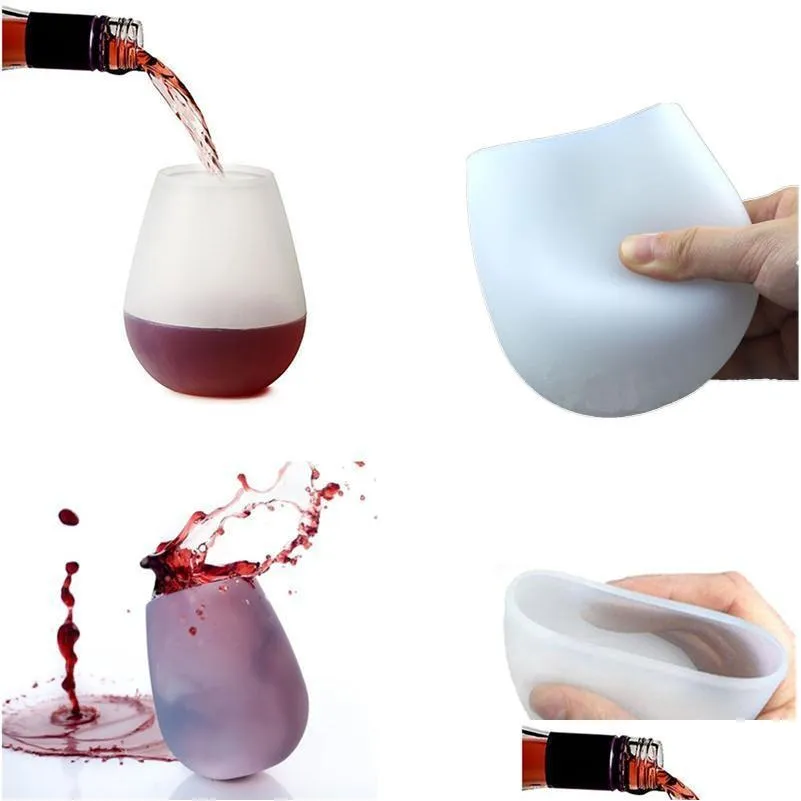 Tassen Untertassen Neues Design Mode Unzerbrechliches klares Gummi Weinglas Sile Bier Cupsglass Trinkgeschirr für Cam Drop Delivery Home Garde Dhy2Z