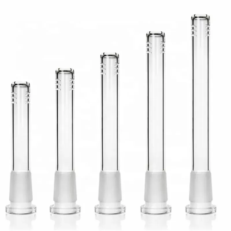 Glasdedstammdiffusor med 6 snitt Hookah Pipe Flush Top 14mm 18 mm kvinnlig reduceradapter lo Pro Diffused Down Stem for Glass Beaker Bong Water Pipes