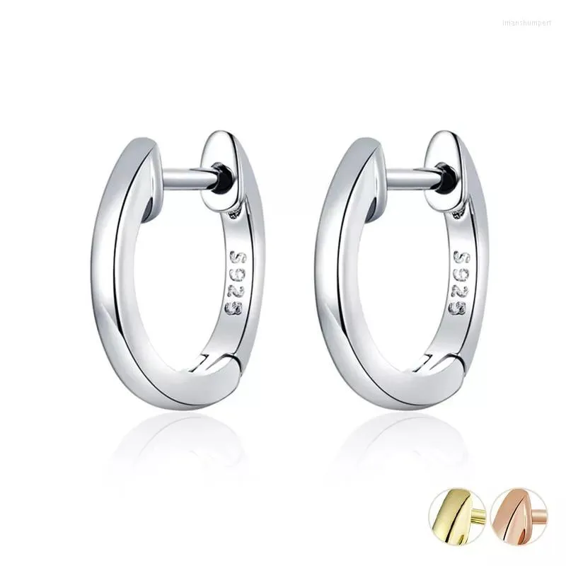 Boucles d'oreilles créoles 3 couleurs originales en argent Sterling 925 femmes bijoux ronds or Rose petite oreille cadeau de mariage SCE808