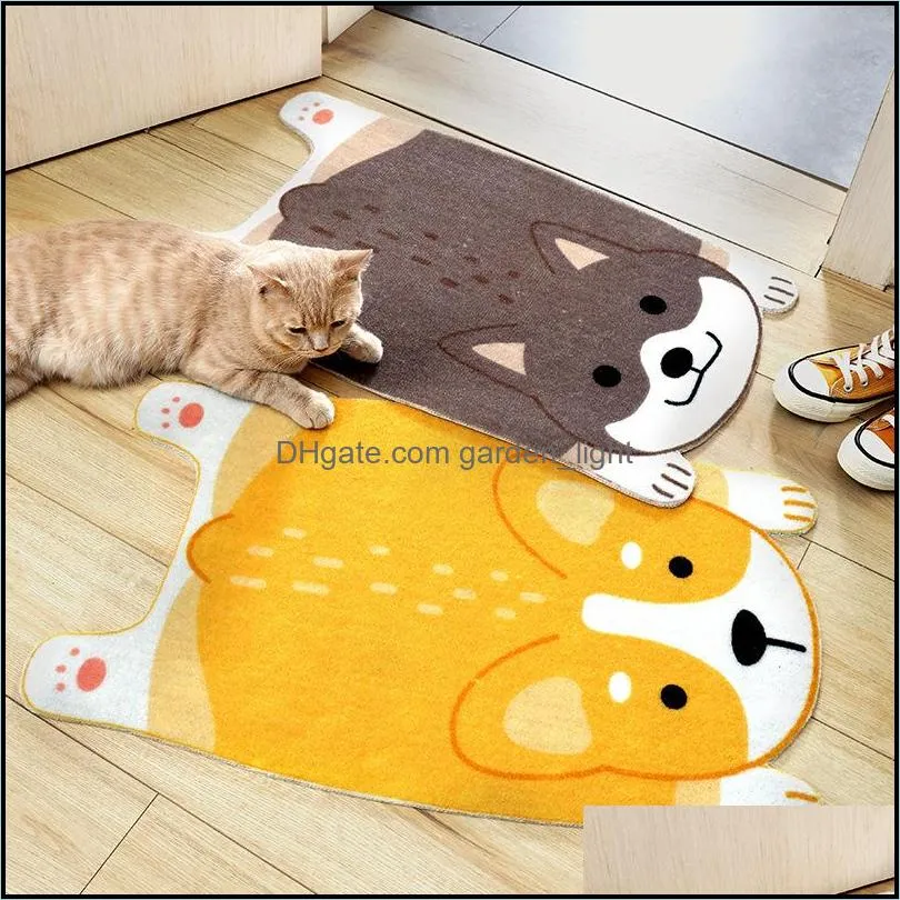 Bath Mats Funny Doormat Cute Cartoon Animal Shiba Inu Corgi Wearresistant Antiskid Foot Pad Entrance Floor Rug Kitchen Carpet Home 4 Dhb7X