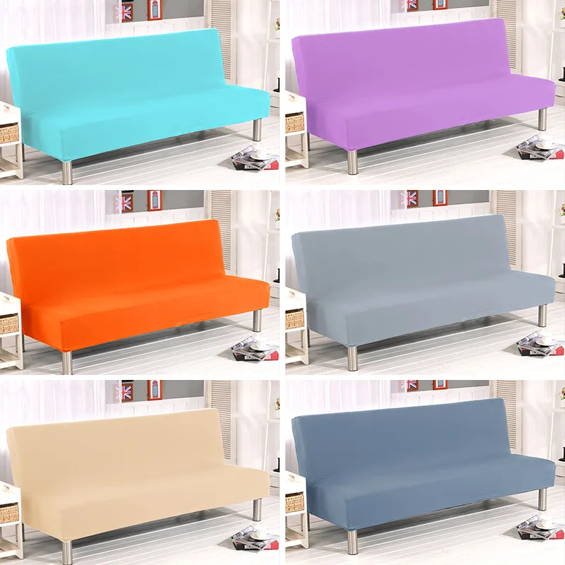 Stol täcker 21 fasta färger armlösa bäddsoffa bäddsäcken universell storlek elastisk soffa tvättbar avtagbar slipcovers för vardagsrum 230113