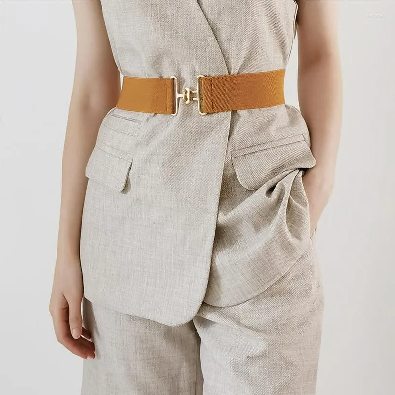 Bälten 65 cm enkel platt spänne elastisk bälte mode bred midje tätning för klänningskjorta dekoration stretch mager midjeband smal kropp