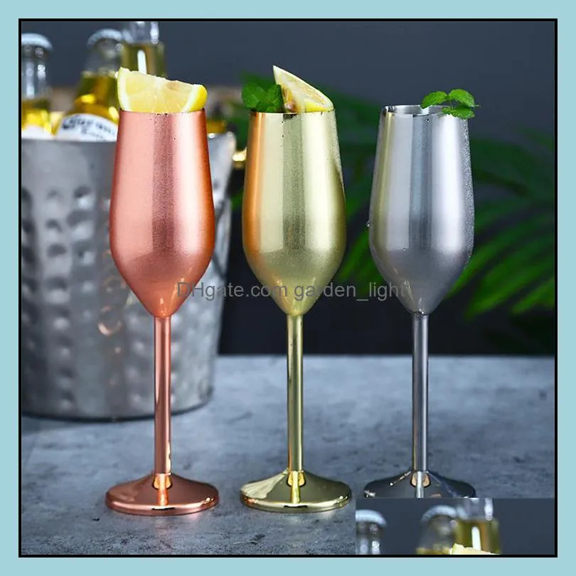 Verres à vin Wed Champagne Verre Coupe 304 En Acier Inoxydable Boisson Cocktail 220Ml Sier Or Cuivre Drop Livraison Maison Jardin Cuisine Din Ot4Gb