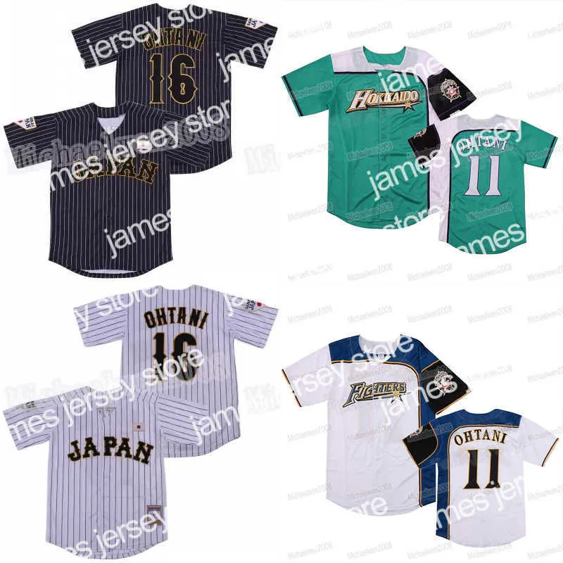 Maillots de baseball Japan Samurai 16 Shohei Ohtani Jersey Maillots de baseball pour hommes Hokkaido Nippon Ham Fighters Pinstripe Cool Base All Stitched 100% Stitched