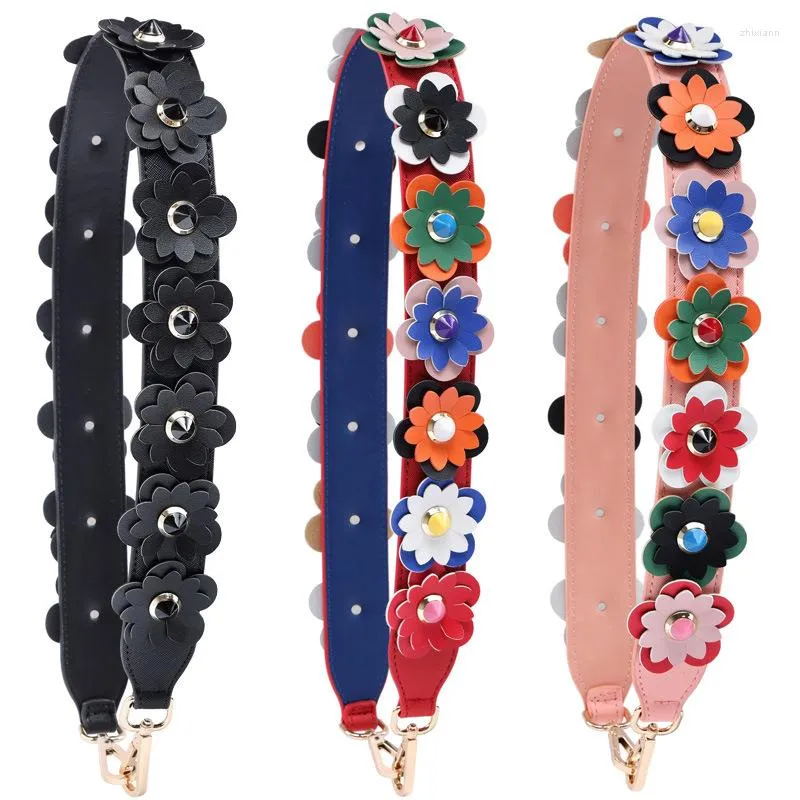Väska del färgglada blommor mode axelremmar för påsar bagageband högkvalitativa läderhandtag handväskor flera färger