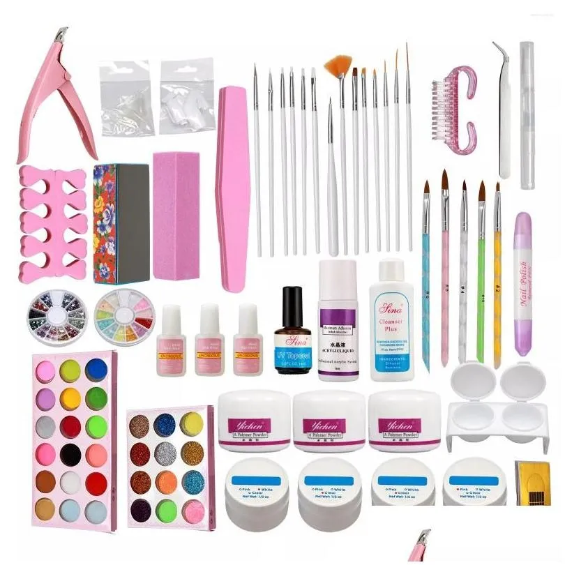 Nail Art Kits 2023 FL Kit Acryl Flüssigpulver Gel Pinsel Blockschneider Tipps Werkzeuge Set Drop Lieferung Gesundheit Schönheit DH89R