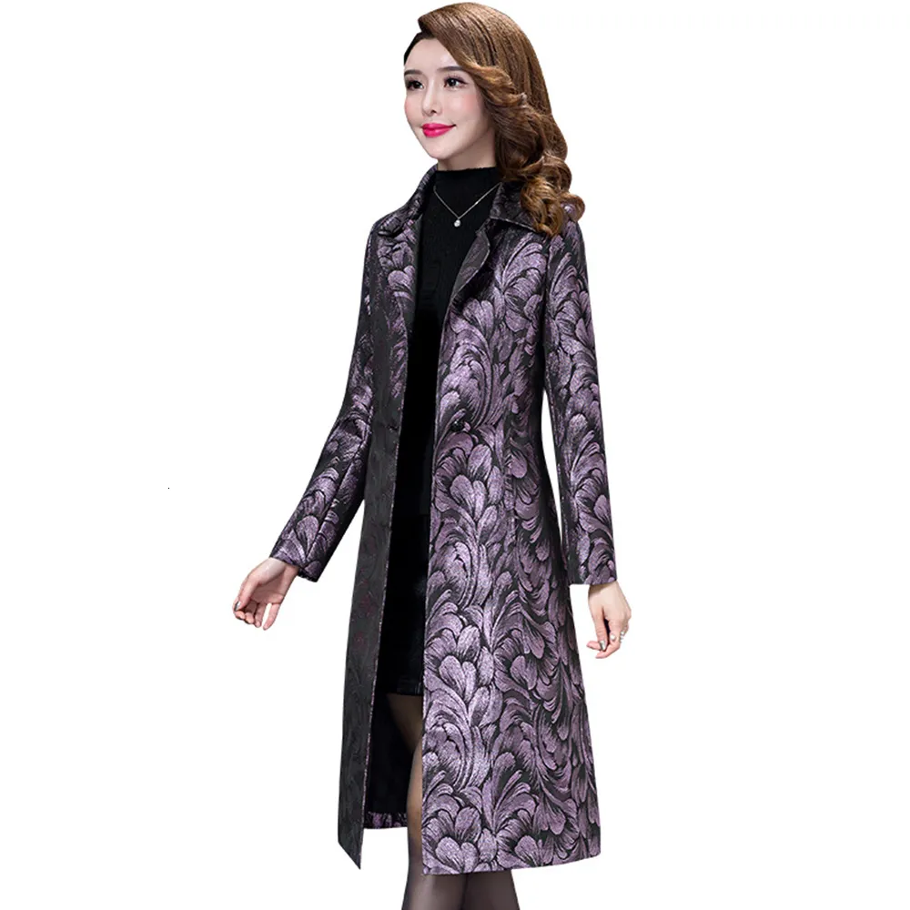 Women's Wool Blend Windbreaker Slimming Fit Trench Coat Stor storlek Lång knälängd Ullålders Moderövertrock för Autumn Purple 230112