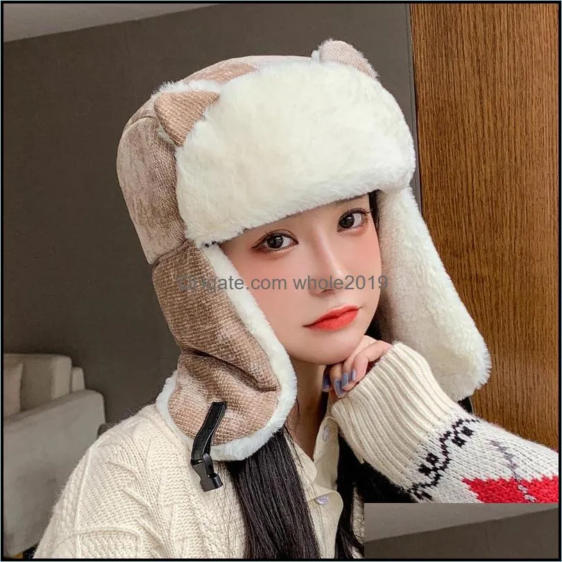 Beanie/Skull Caps Beanie/Skl 2021 Women Warm Earmuffs Thicken Earflapped Hat Winter Coldproof Cotton Cat Ears Cap Russian Drop Deliv Otscw