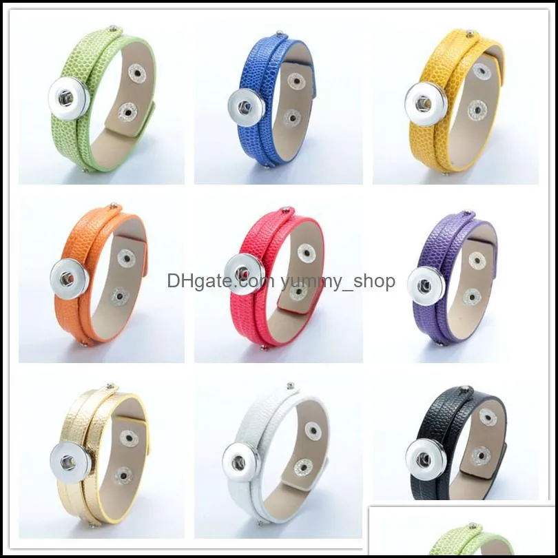 Charmarmband grossist nyaste design ingef￤ra snap armband knappar l￤der f￶r kvinnor passar 18mm rivca snaps smycken droppleverans ota4y