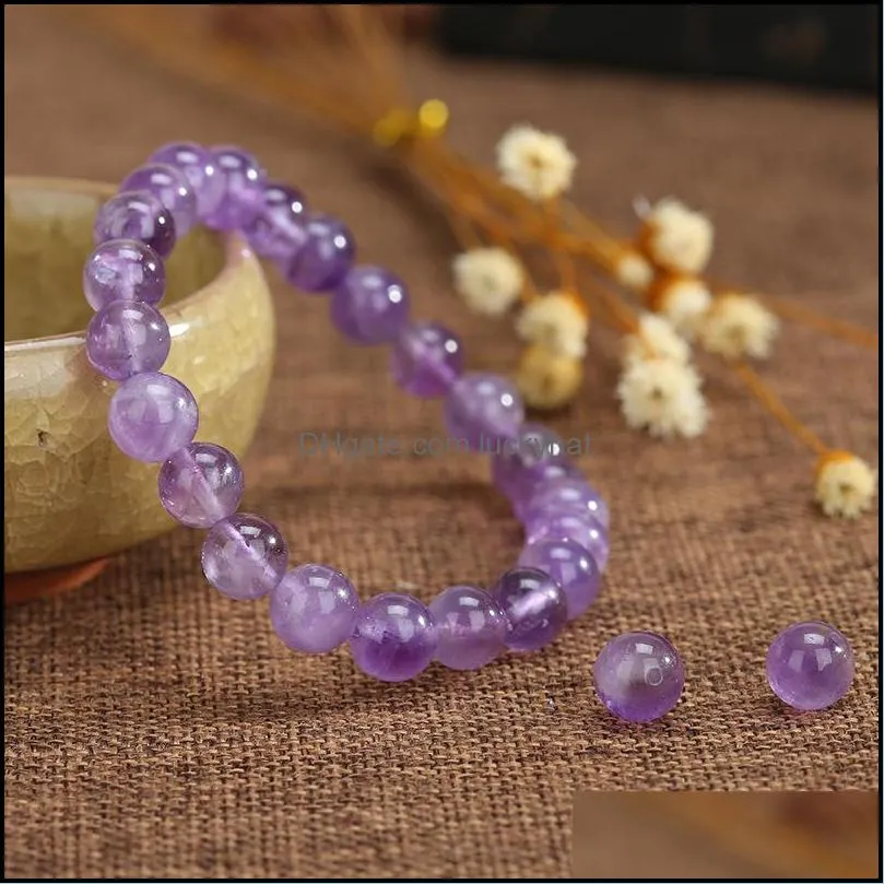 Beaded Natural Amethyst Bracelet 6/8/10 Mm Beads Stone Crystal Fashion Single Factory Outlet For Girls Drop Delivery Jewelry Bracelet Otsfc