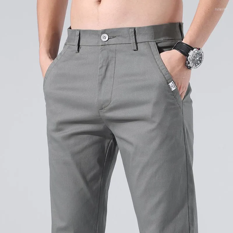 Men's Pants 2023 Spring Summer Thin Men's Casual Slim Workwear Low Waist Straight Retro Cotton Comfortable Trousers Baggy Hosen 28-38