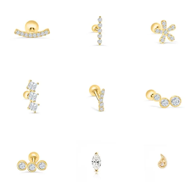 Boucles d'oreilles Canner 925 en argent Sterling fil Piercing oreille os géométrique incrusté de Zircon pour les femmes 2023 bijoux de mode