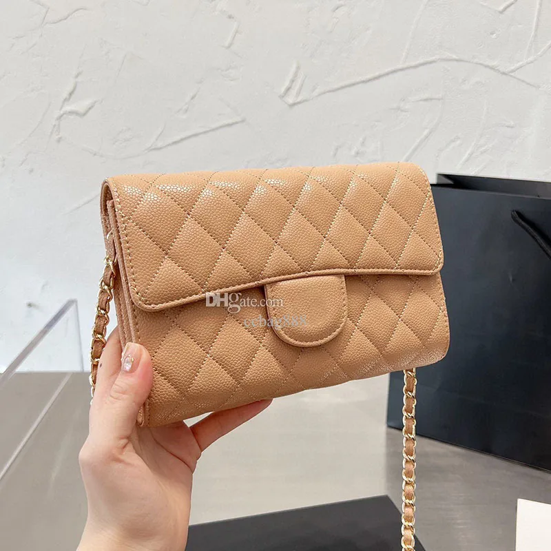 Mini Woc Women Classic Flap Shoulder Bag Caviar Diamond Lattice Leather