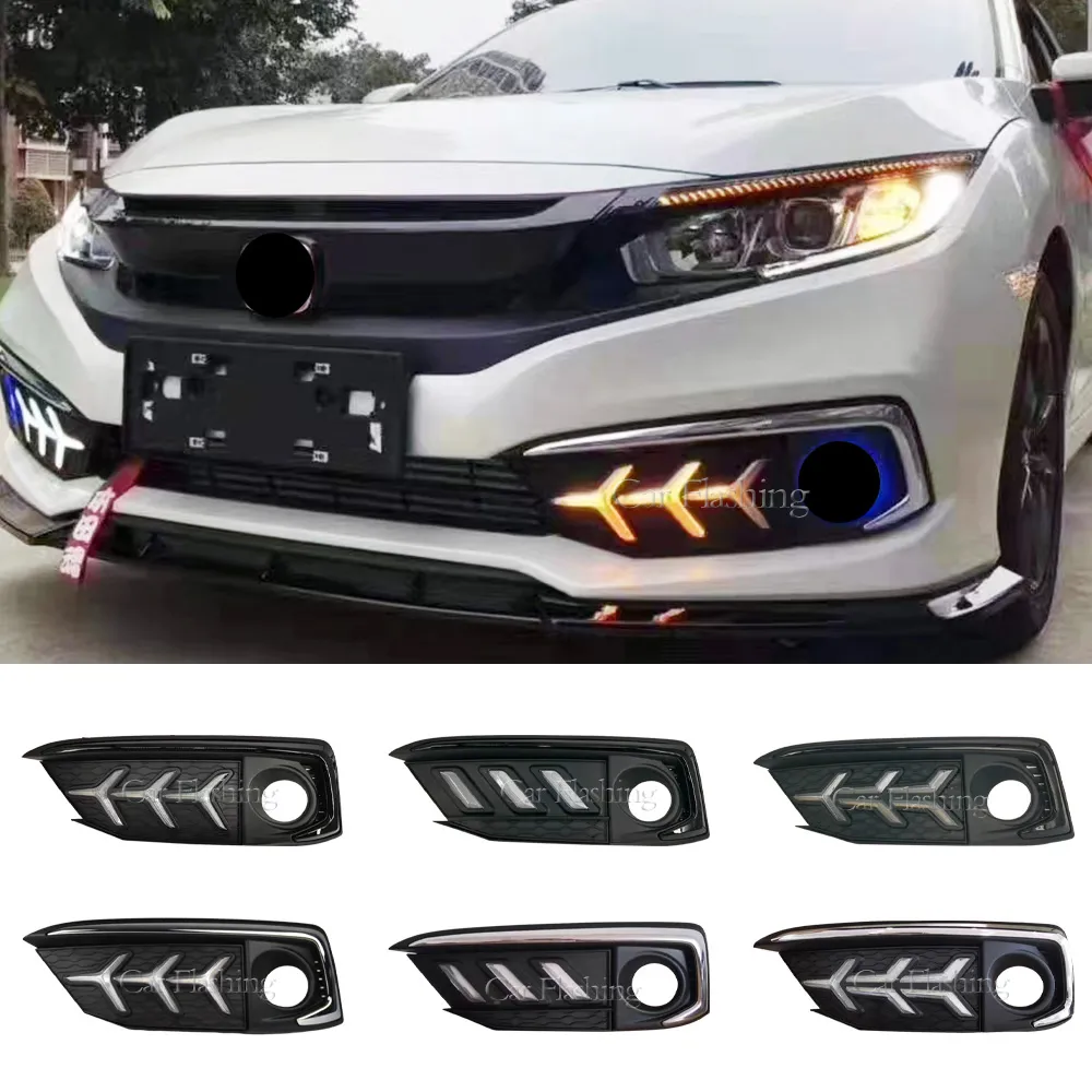 Bil DRL för Honda Accord 2022 2023 LED DAYTIME RUNCH LIGHT MED TURS SIGNAL FRONT BUMPER FOG LIGHTS DRUCKION LAMP