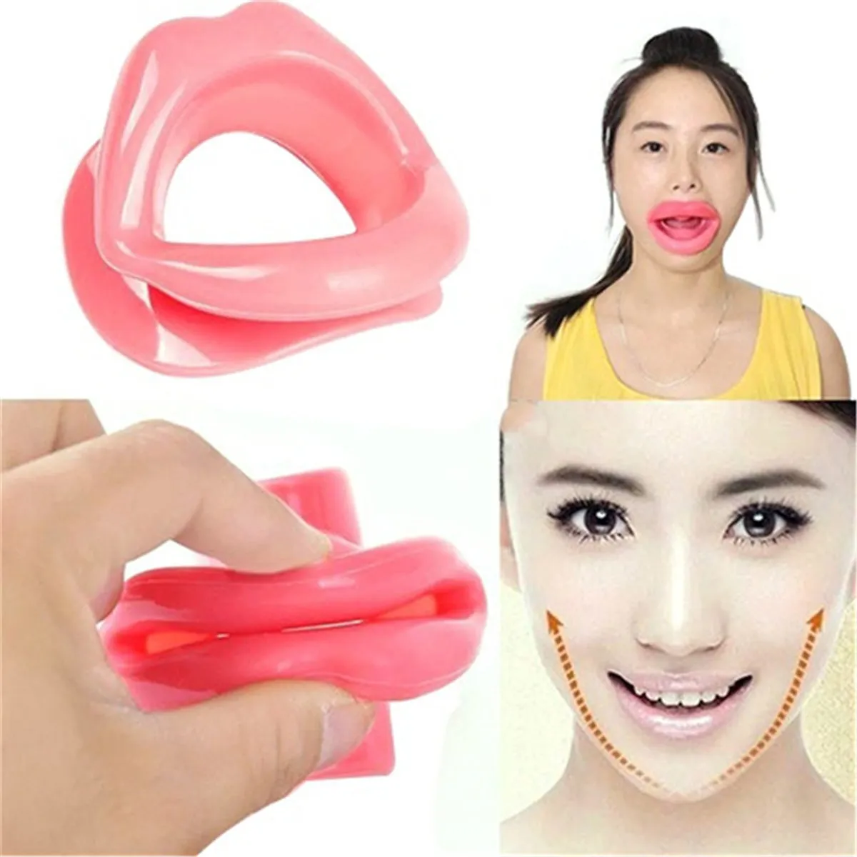 Siliconen rubberen gezicht slankere oefening mondstuk spier anti rimpel lip trainer mond massager oefener mondstuk gezichtszorg