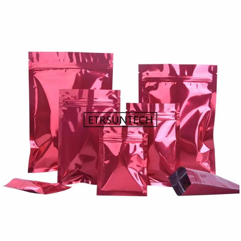 Sacs d'emballage Différentes tailles Tear Notch Aluminium Foil Bag Heat Sealing Storage Flat Red Lx1046 Drop Delivery Office School Business Dhdq9