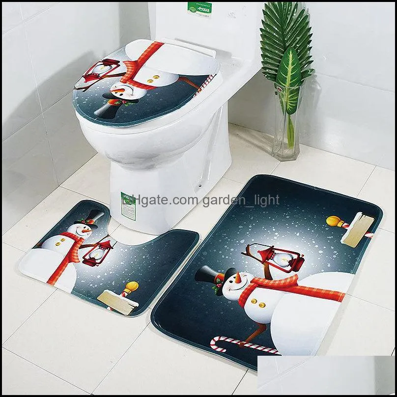 Tapis de bain 30lots Noël Tapis de toilette de Noël 3pcs / Set Tapis de salle de bain Couvercle Er Siège Tapis Nonslipdh0228 Livraison directe Accueil Jardin Accesso Dh1Ni