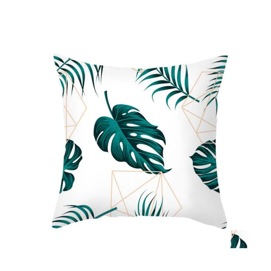 Almofada/travesseiro decorativo plantas tropicais almofadas de almofada de estilo n￳rdico decorativo folhas bot￢nicas 45x45cm Green Leaf Throw Drop Otzfu