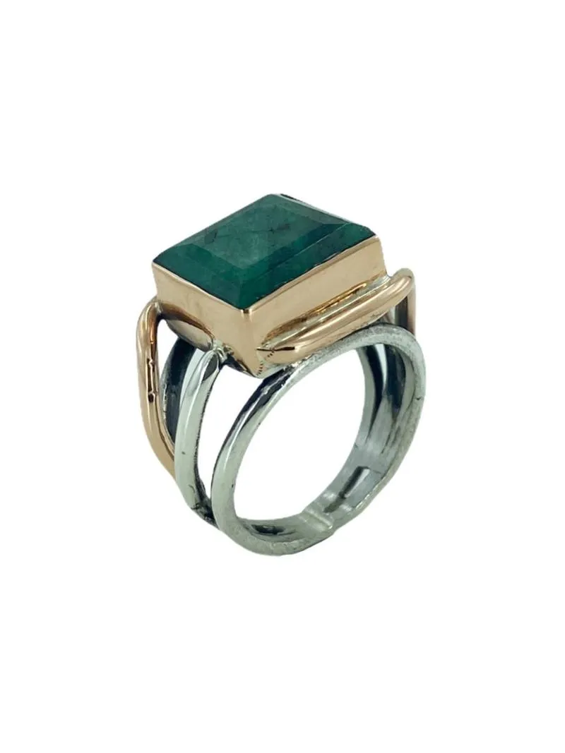 Bagues en grappe Baget Emerald Production manuelle authentique Design personnalisé Bague en argent 925