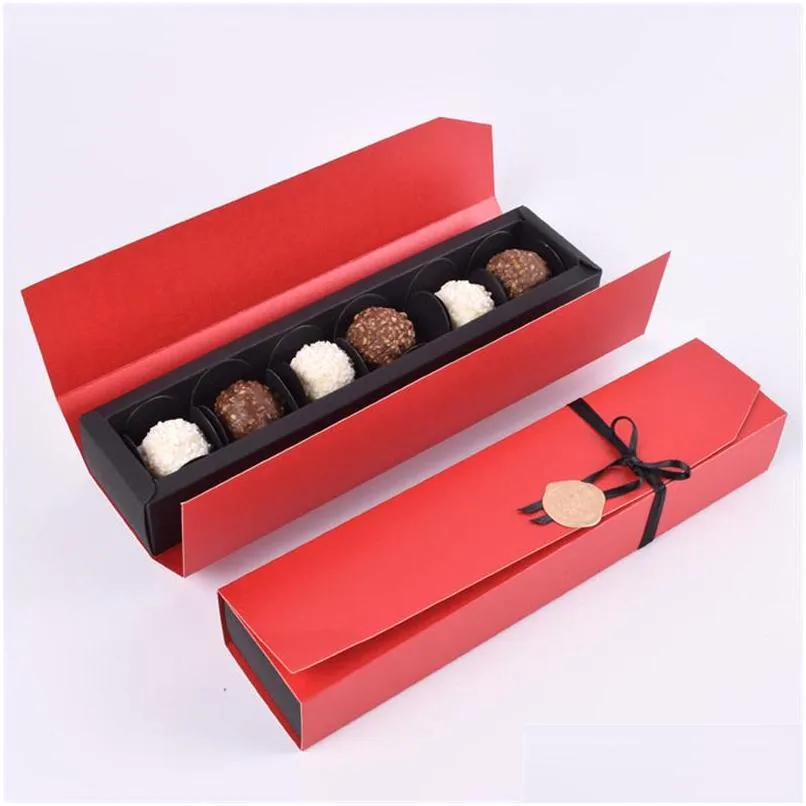 Confezione regalo Scatola di carta di cioccolato nero / rosso San Valentino Natale Regali per feste di compleanno Scatole per imballaggio Lz1849 Drop Delivery Home Gard Dhien