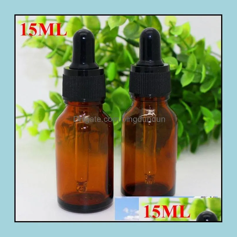 Packing Bottles E Juice 15Ml Glass Amber With Dropper Dripper Bottle For Liquid Ecig Oil Black Caps Drop Delivery Office School Busi Otonb