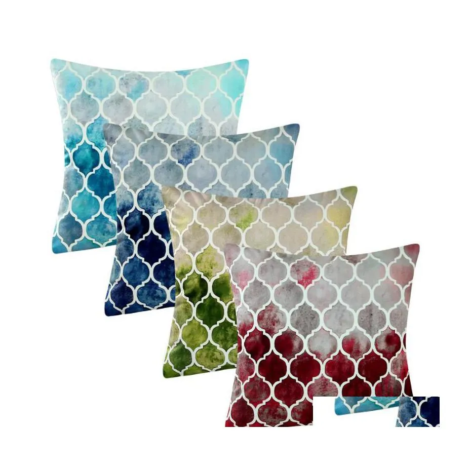 Cuscino/Cuscino Decorativo Quadrato Nordic Ins Federa Geometrica Cuscino In Flanella Stampata Digitale Er Divano Per La Casa 45X45 Cm Drop Delivery Otwi6