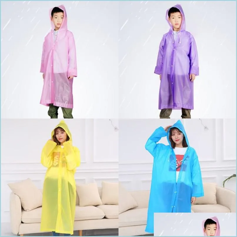 Płaszcz przeciwdeszczowy Peva Rain Coat Nie jednorazowe matowe odzież przeciwdeszczowa Adt Kids House Haterproof Waterproof Portable Travel Cam z kapturem dostawa do domu ga dhdqm