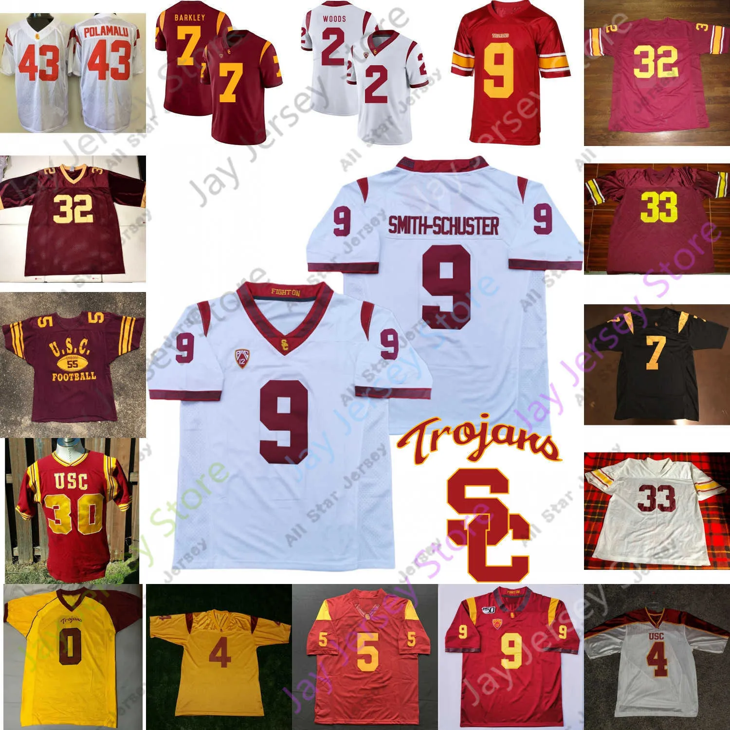 Maillots de football USC Trojans Maillot de football de Californie du Sud NCAA College Ronnie Lott Robert Woods Slovis Fink Malepeai Darnold Ellison Sanchez Allen