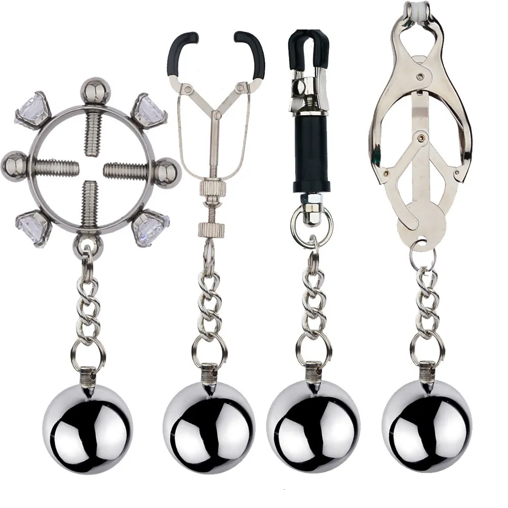 Bondage Bdsm Adultes Jeux Sex Toys de Pince Mamelon Accessoires Sexy avec Boule En Métal pour Hommes Femmes Gay Fétiche Stimulation Mammaire 230113