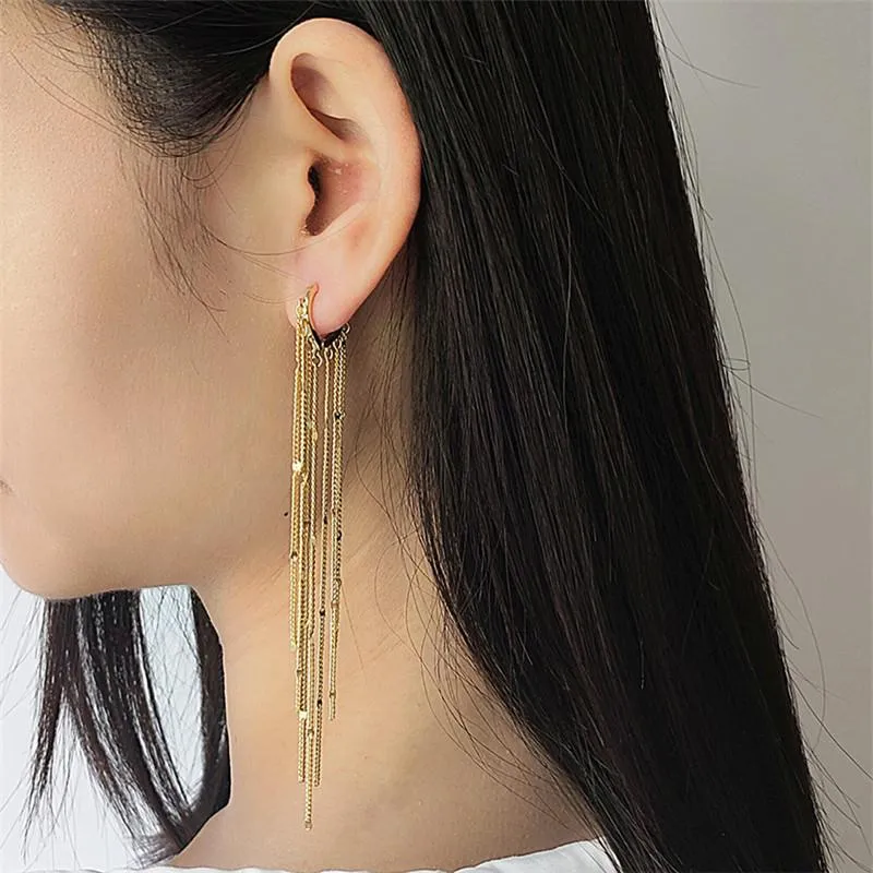 Dangle Earrings & Chandelier B-ling Shining Tassel For Women Jewelry Trendy Silver 925 Girl Drop Earring Female Accessories Gold Long