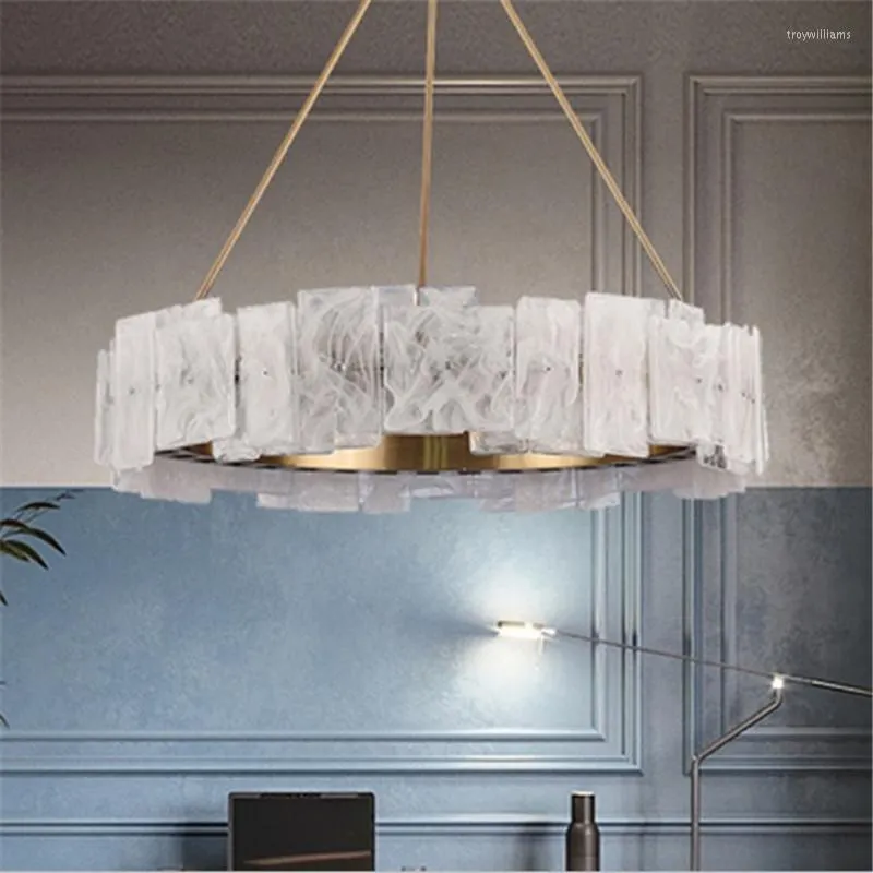 Lampy wiszące lekkie luksusowe postmodernistyczne kreatywne alabaster salon żyrandol żyrandol dziedzina sypialnia
