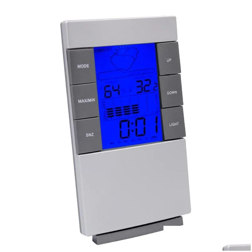 Temperature Instruments New Arrival Digital Wireless Lcd Thermometer Hygrometer Electronic Indoor Humidity Meter Clock Weather Stati Dhta4