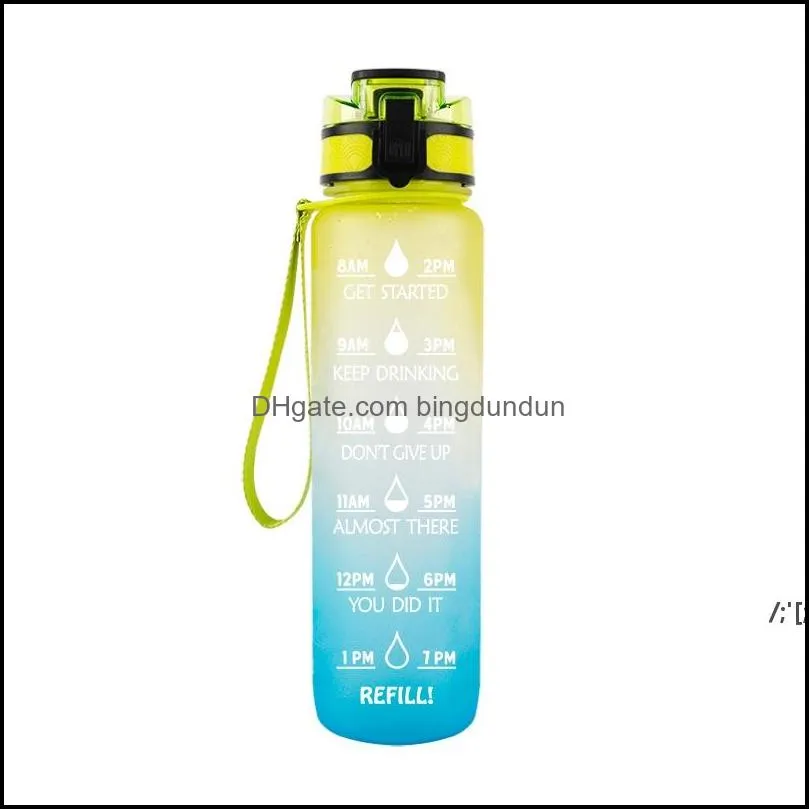 Bottiglie d'acqua 1000ml Bottiglia da esterno con St Sport Escursionismo Cam Plastica Bevanda Bpa Colorf Consegna a goccia portatile Casa Giardino Cucina Di Otgah