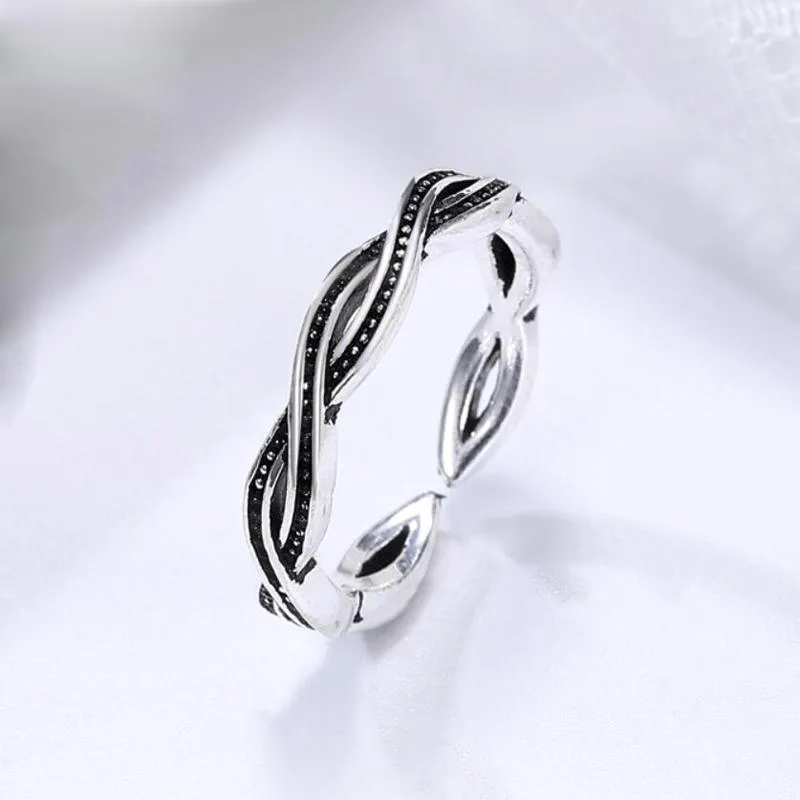 Cluster Anneaux TRENDY 925 Argent sterling pour les femmes simples entrelacées Thai Ring Jewelry Girl Party Accessoires GiftScluster